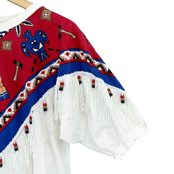 HAZELWOOD CLUB Shirt Phoenix Fringe Aztec Tassel Bead USA Western - Picture 4 of 8
